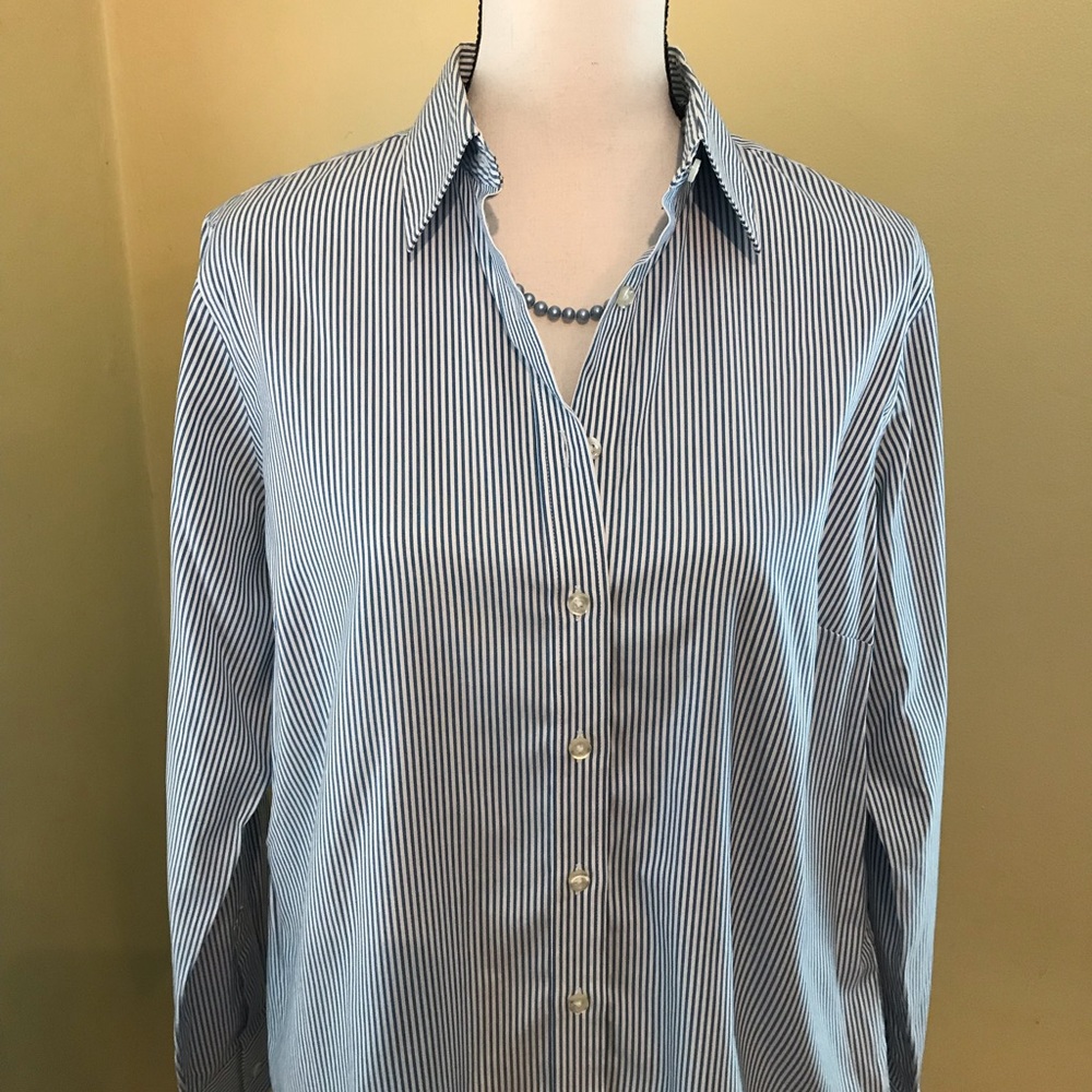 LANDS END No Iron Pinpoint Long Sleeve Oxford